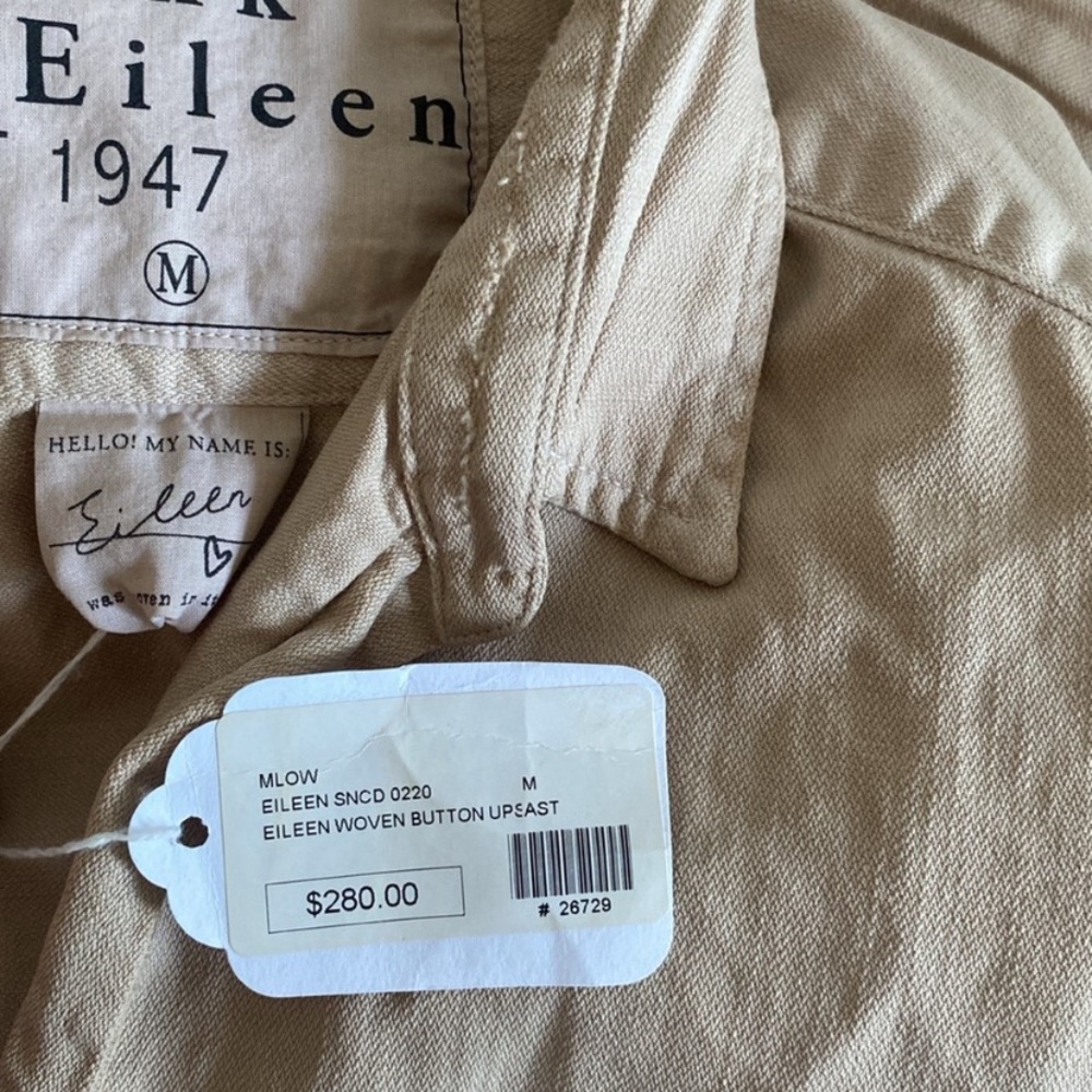 Frank & Eileen - Eileen Woven Relaxed Button Up Shirt Sand Tattered Medium - Picture 3 of 10